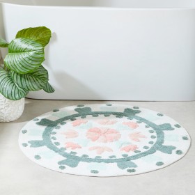 Floral+Bloom+Sage+Green+Round+Bath+Mat+by+Habitat