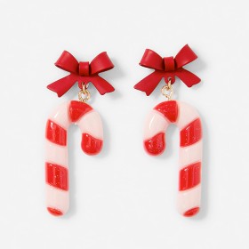 Christmas+Candy+Cane+Earrings+-+Red