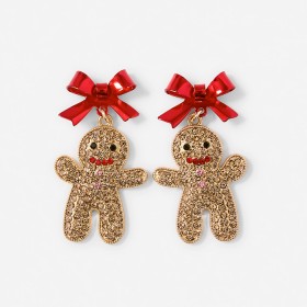 Christmas-Gingerbread-Earrings-Gold-Tone-and-Red on sale