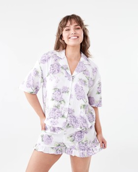 Short+Sleeve+Top+and+Shorts+Double+Cloth+Frill+Boxy+Pyjama+Set