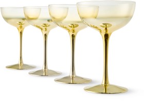 4-Gold-Look-Coupe-Glasses on sale
