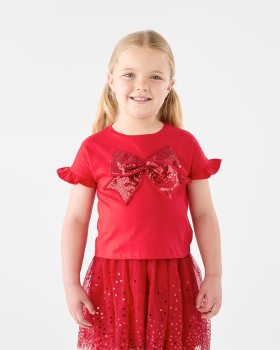 Christmas-Bow-Sequin-T-Shirt on sale