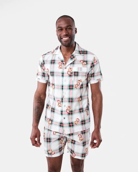 Christmas+Short+Sleeve+Button+Through+Woven+Family+Matching+Pyjama+Set