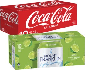 Coca-Cola-Fanta-or-Sprite-Soft-Drink-or-Mt-Franklin-Lightly-Sparkling-Water-10x375mL on sale