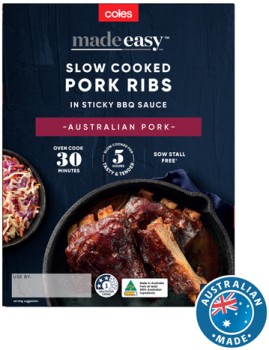 Coles+Made+Easy+Slow+Cooked+Pork+Ribs+in+BBQ+Sauce+650g