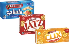 Arnotts-Jatz-or-Clix-Crackers-or-Salada-Crispbread-225g-250g on sale