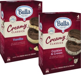Bulla-Creamy-Classics-Ice-Cream-Sandwiches-4-Pack-448mL on sale
