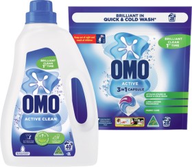 OMO+3+in+1+Laundry+Capsule+28+Pack%2C+Liquid+2+Litre+or+Powder+2kg+Selected+Varieties