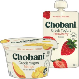 Chobani+Greek+Yogurt+Pouch+140g+or+Pot+150%E2%80%91160g+Selected+Varieties