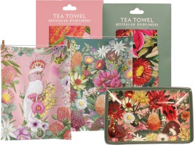 Cockatoo+or+Wildflowers+Tea+Towel+Australian+Wildlife+or+Australian+Wildlife+Trinket+Tray