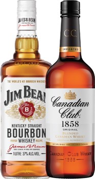 Jim-Beam-White-Label-Bourbon-or-Canadian-Club-Original-Whisky-1-Litre on sale