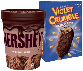 Hershey%26rsquo%3Bs%2C+Reese%26rsquo%3Bs+or+Violet+Crumble+Ice+Cream+1+Litre+or+4+Pack+Selected+Varieties