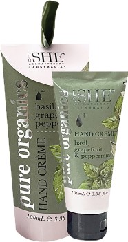 SHE+Aromatherapy+Pure+Organics+Basil%2C+Grapefruit+%26amp%3B+Peppermint+Flavour+Hand+Cream+100mL