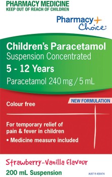 Pharmacy-Choice-Childrens-Paracetamol-Suspension-Concentrated-5-12-Years-200mL on sale