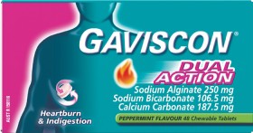 Gaviscon-Dual-Action-Peppermint-Flavour-48-Tablets on sale