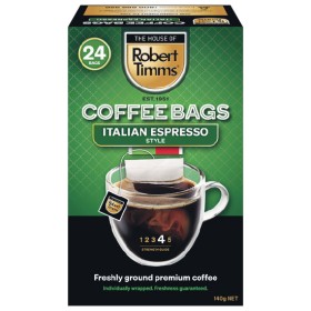 Robert-Timms-Coffee-Bags-Pk-24 on sale