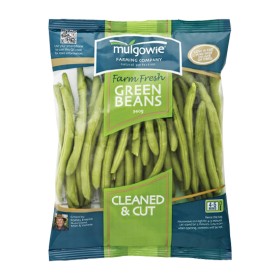 Mulgowie-Green-Beans-Cleaned-Cut-340g-Pack on sale