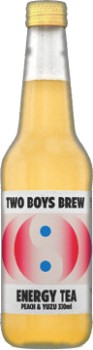 Two-Boys-Brew-Peach-Yuzu-Energy-Tea-330mL on sale