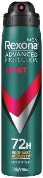 Rexona+Advanced+Protection+Antiperspirant+Spray+220mL+Selected+Varieties