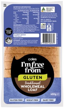 Coles-Im-Free-From-Gluten-Traditional-Wholemeal-Loaf-450g on sale