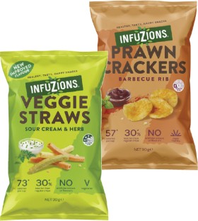 Infuzions-Veggie-or-Prawn-Crackers-90g on sale