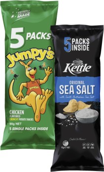 Jumpy%26%23039%3Bs+or+Kettle+Potato+Chips+5+Pack+90g-92g