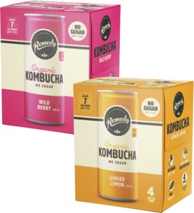 Remedy-Kombucha-or-Ginger-Beer-4x250mL on sale