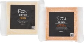 Coles-Finest-Vintage-British-Cheddar-or-Aged-Red-Leicester-200g on sale