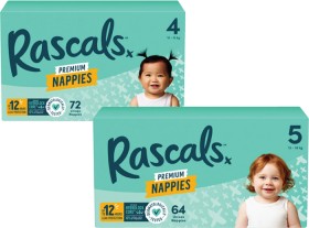 Rascals-Premium-Jumbo-Nappies-54-Pack-108-Pack on sale