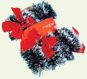 Christmas-Tinsel-White-Tip-with-Bows-2-Metre-9cm-Diameter-6-Ply on sale