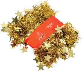 Christmas-Tinsel-Gold-with-Stars-3-Metre-6cm-Diameter on sale