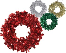 Tinsel+Wreath+25cm