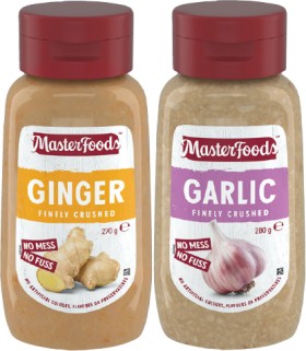 MasterFoods+Finely+Crushed+Garlic+280g%2C+Ginger+or+Chopped+Onion+270g+Squeeze+Bottle