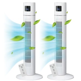 ADVWIN+2Pcs+Bladeless+Tower+Fans+with+3+Speeds+Timer+and+Remote+Control%2C+White