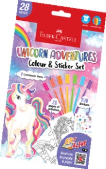 Faber-Castell-Connecter-Pen-Colouring-Set-A5-Unicorn-Adventures on sale