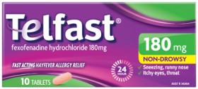 Telfast+Hayfever+Allergy+Relief+180mg+10+Tablets