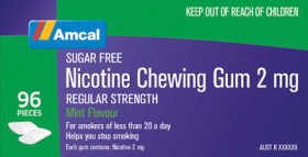 Amcal-Sugar-Free-Nicotine-Chewing-Gum-2mg-Regular-Strength-Mint-Flavour-96-Pieces on sale