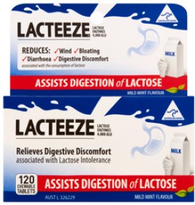 Lacteeze+Lactase+Enzymes+120+Tablets