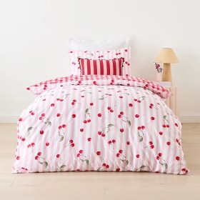 Cherry+Cotton+Rich+Reversible+Quilt+Cover+Set+-+Single+Bed