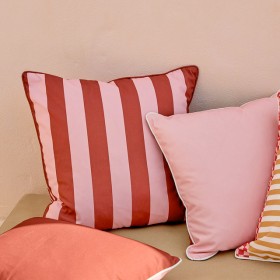 Sundays-Maris-Pink-Stripe-Reversible-Outdoor-Square-Cushion-by-Pillow-Talk on sale