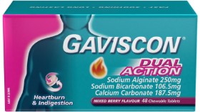 Gaviscon+Dual+Action+Mixed+Berry+Chewable+Tablets+48+Pack