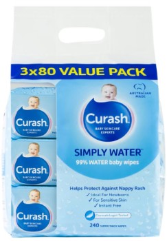 Curash-Simply-Water-Baby-Wipes-3-x-80-Pack on sale