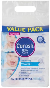 Curash-Baby-Moisturising-Vitamin-E-3-x-80-Baby-Wipes on sale