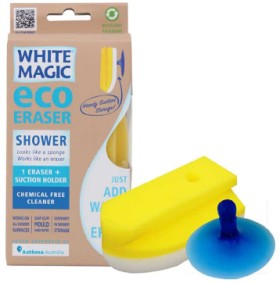 White-Magic-Eraser-Sponge-Shower-w-Suction-1-Pack on sale