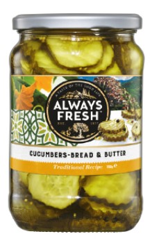 Always-Fresh-Pickled-Cucumbers-Bread-Butter-700g on sale
