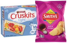 Smith%26rsquo%3Bs+Crinkle+Cut+Chips+150%E2%80%91170g+or+Arnott%26rsquo%3Bs+Cruskits+Crispbread+125g+Selected+Varieties