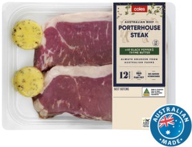 Coles-No-Added-Hormones-Beef-Porterhouse-Steak-with-Thyme-Pepper-Butter-500g on sale