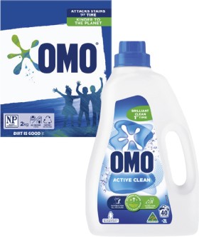 Omo-Laundry-Liquid-2-Litre-or-Powder-2kg on sale