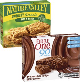 Fibre+One+Brownie+Choc+Fudge+120g+or+Nature+Valley+Crunchy+Bars+252g