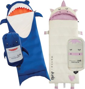 30-off-Regular-Price-on-Wanderer-Kids-Unicorn-and-Shark-Sleeping-Bags-Lanterns on sale